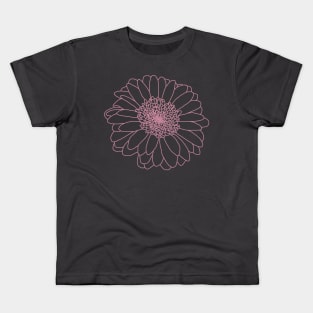 Pink Line Gerbera Floral Art Kids T-Shirt